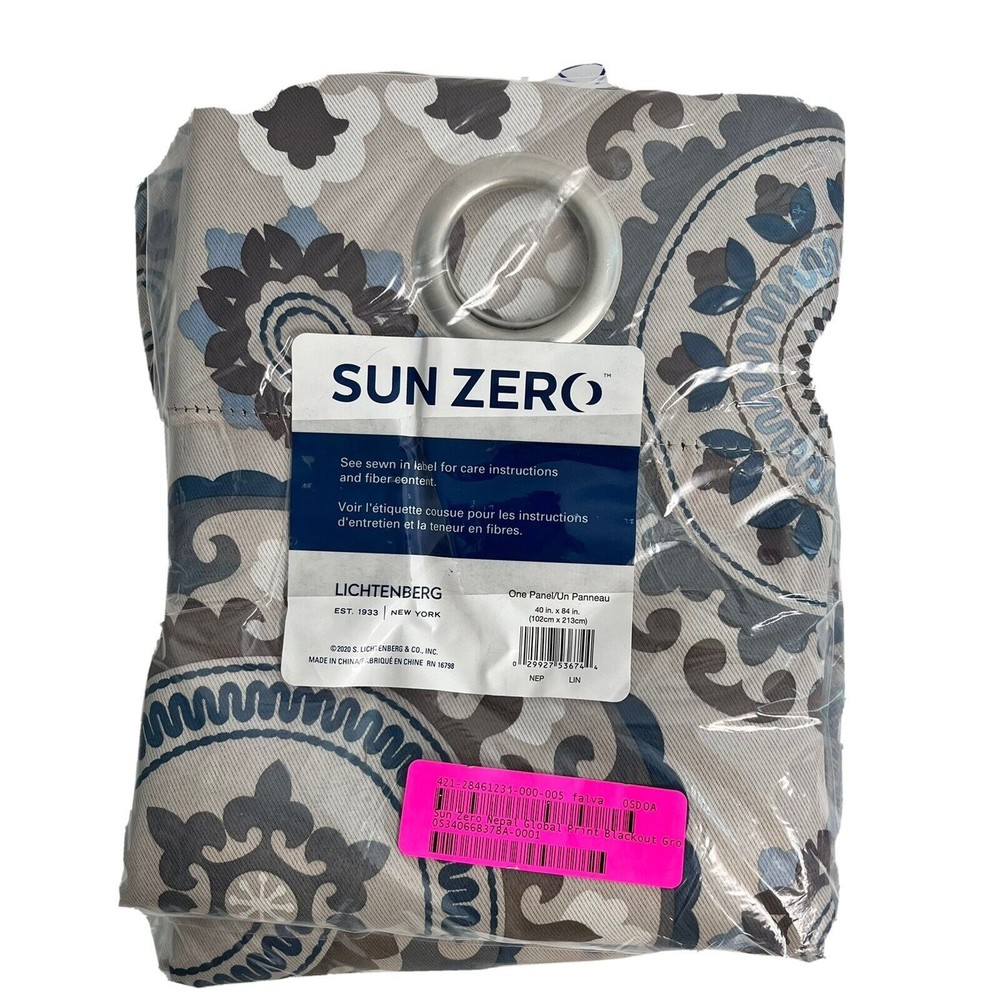Sun Zero Nepal Global Print Blackout Grommet Curtain 2 Panels Medallion 40"x84"